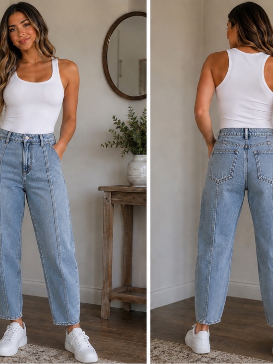 Universal Thread Denim - High-Rise Barrel Leg Women’s Jeans — Light Blue